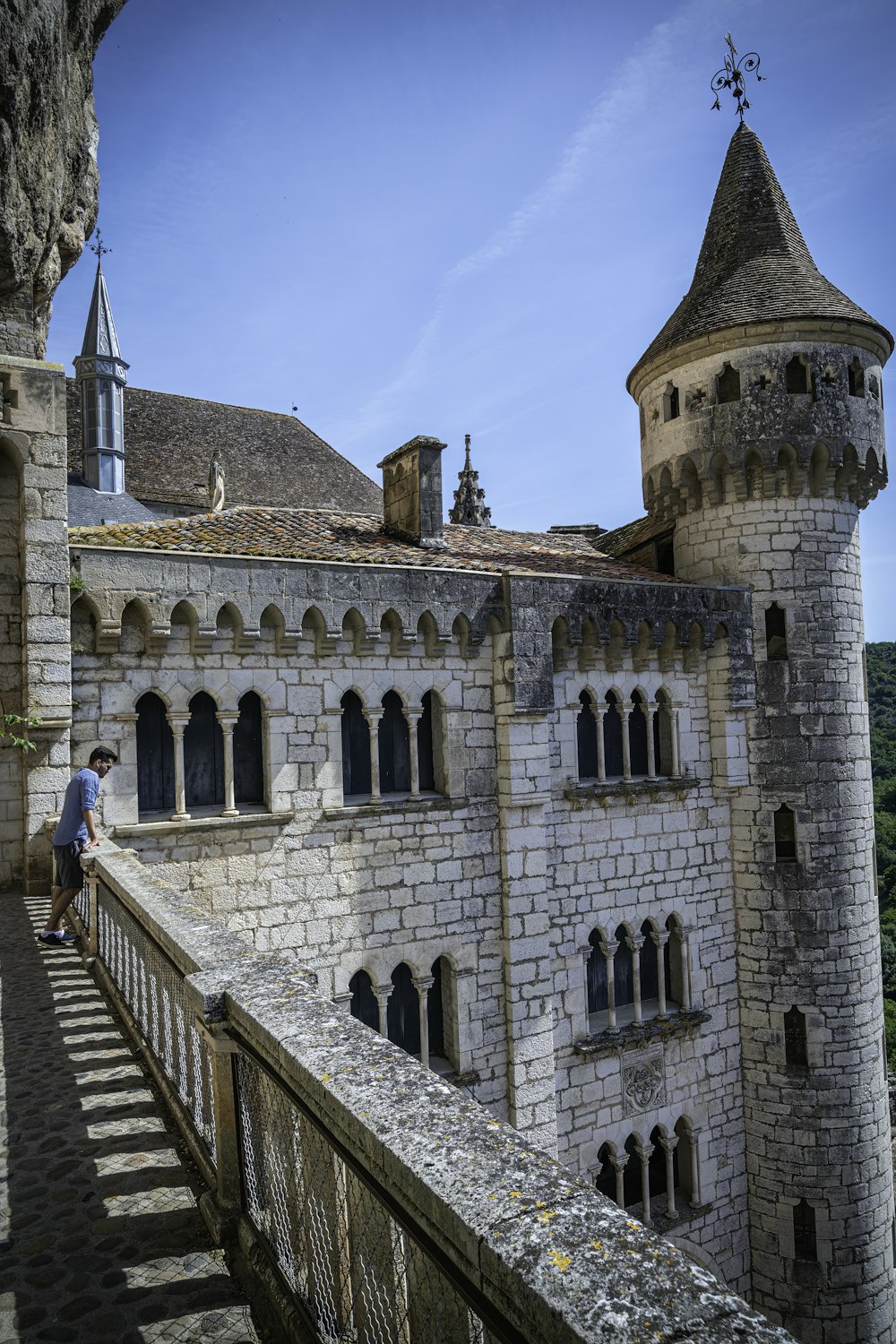 a stone building with a tower