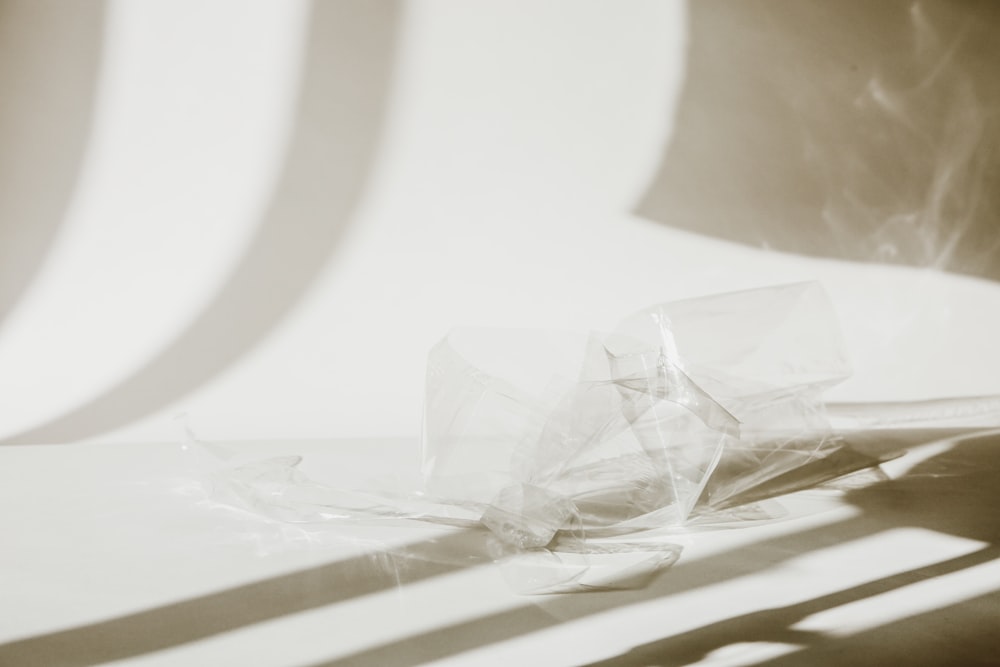 a close-up of a white plastic bag