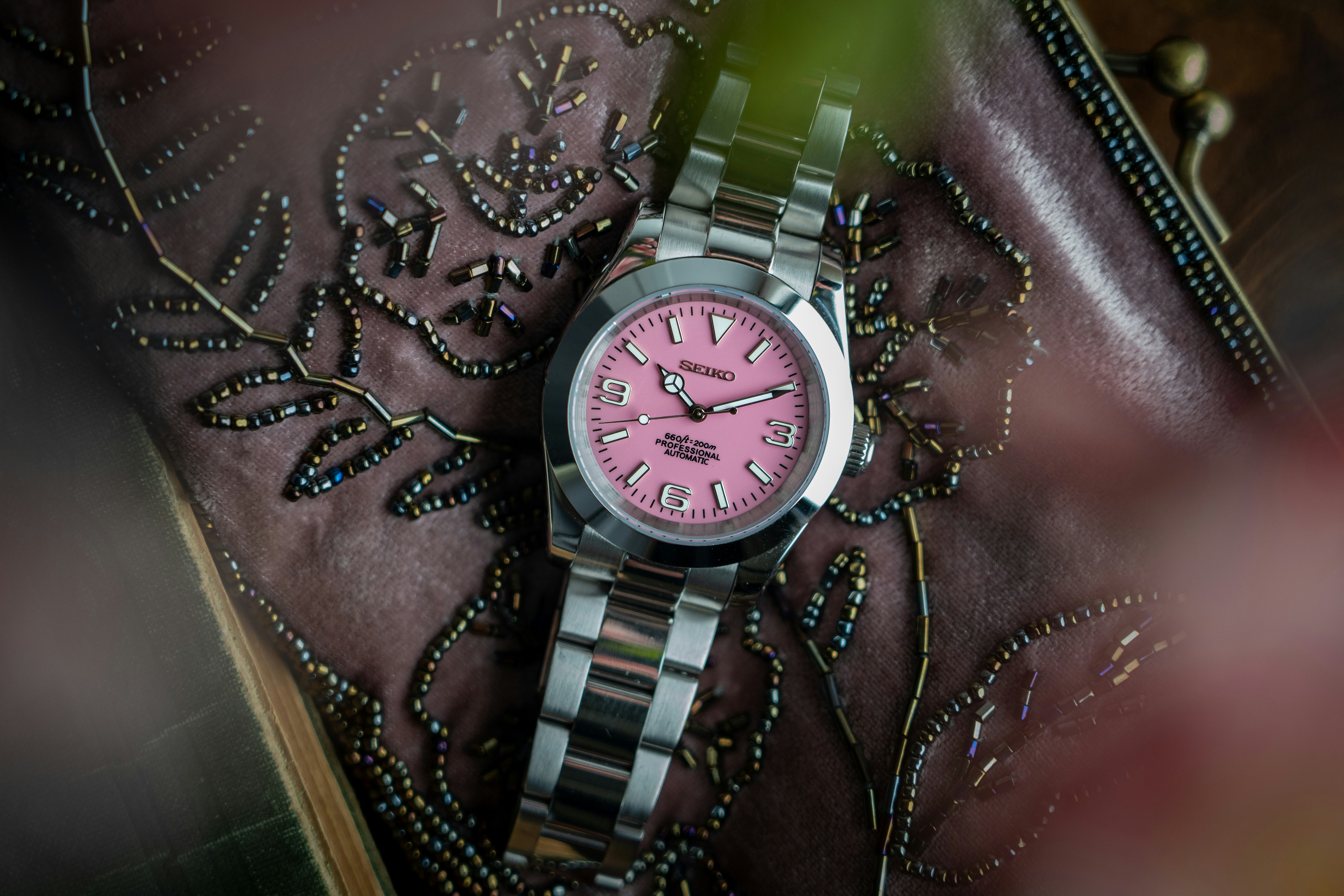 Pink Custom Seiko Explorer