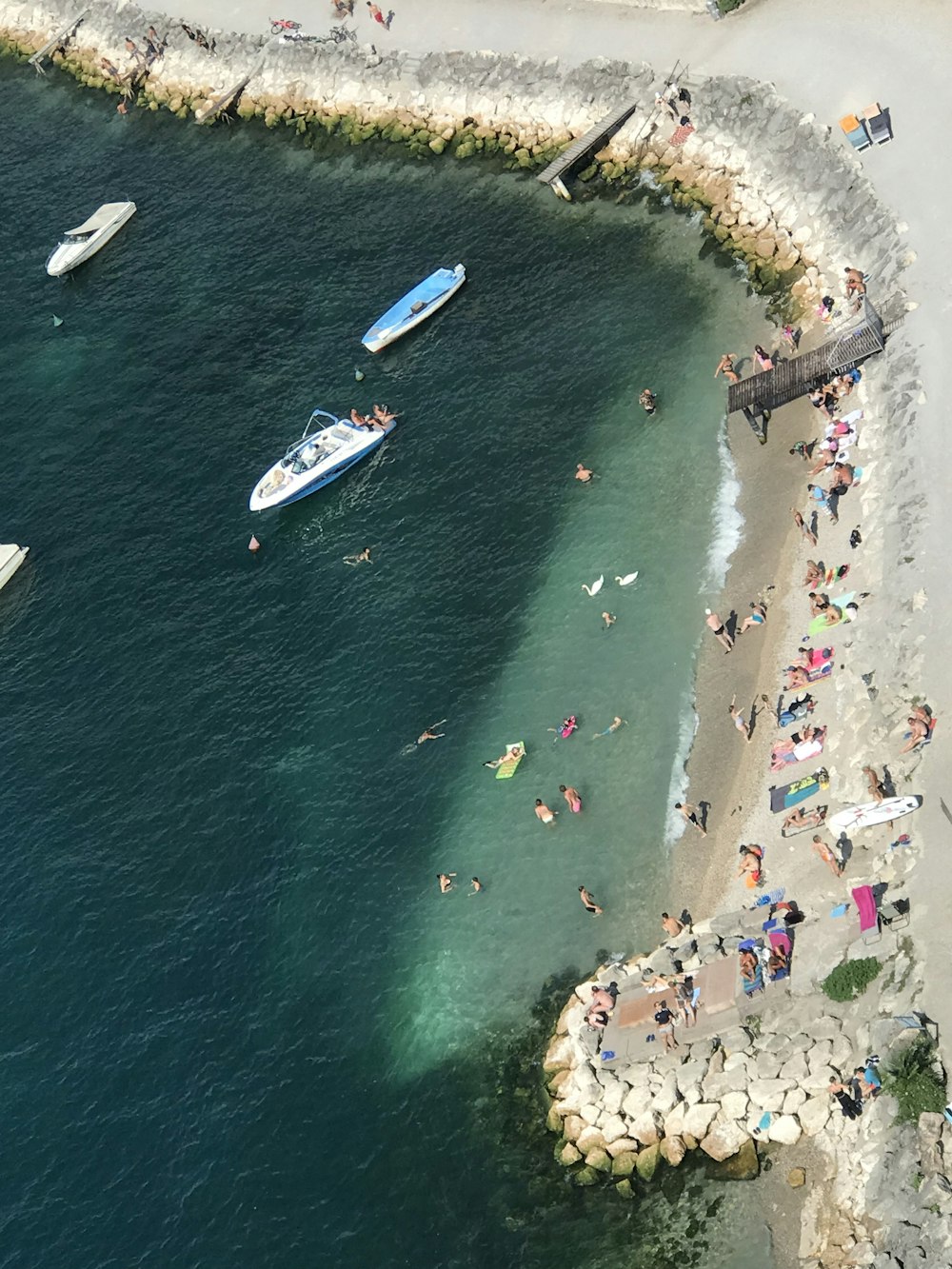 a group of people at a beach