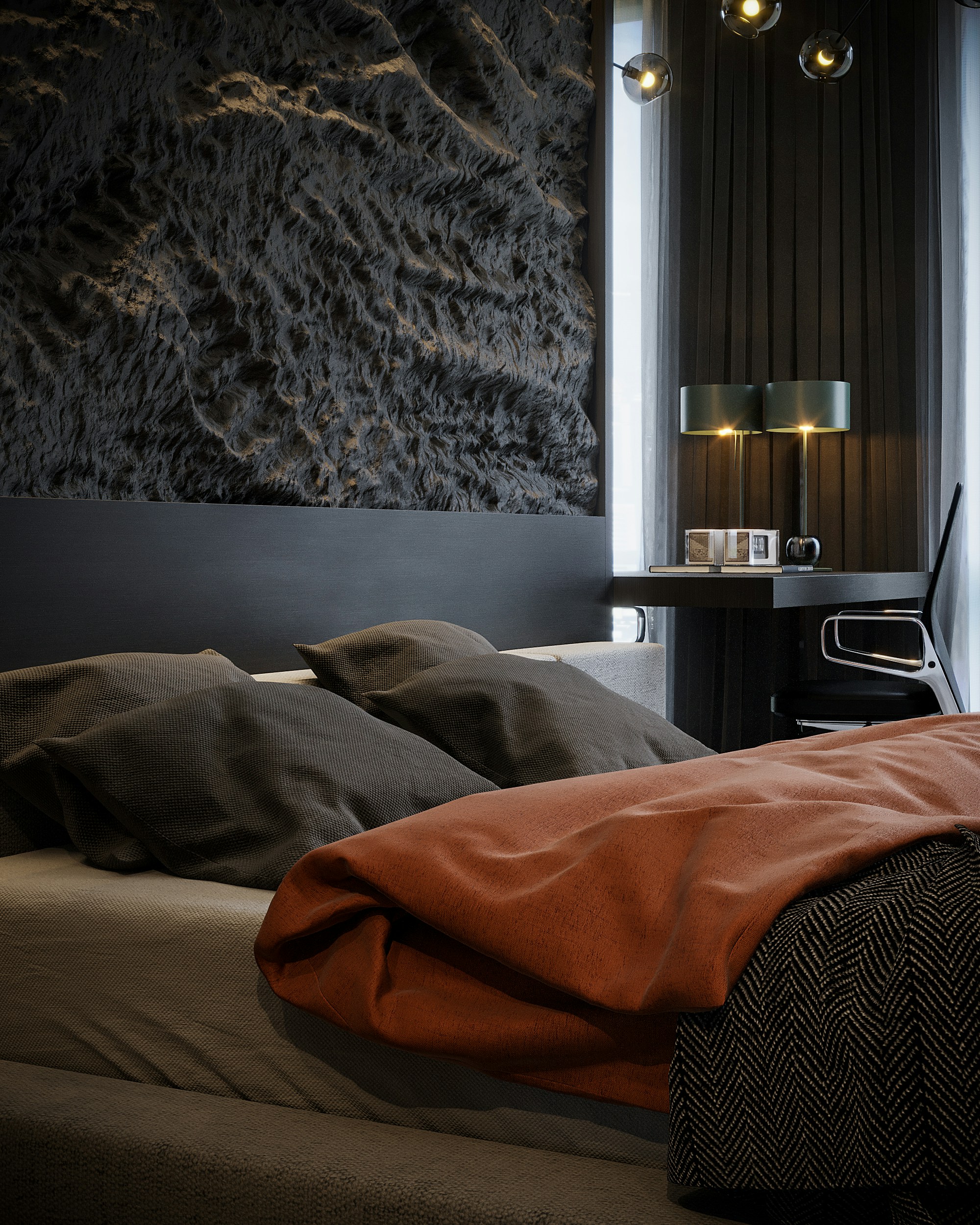 a bed with a blanket on it