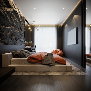 a couch with pillows and pillows