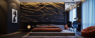 Contemporary bedroom featuring minimalist decor and soft textures.
