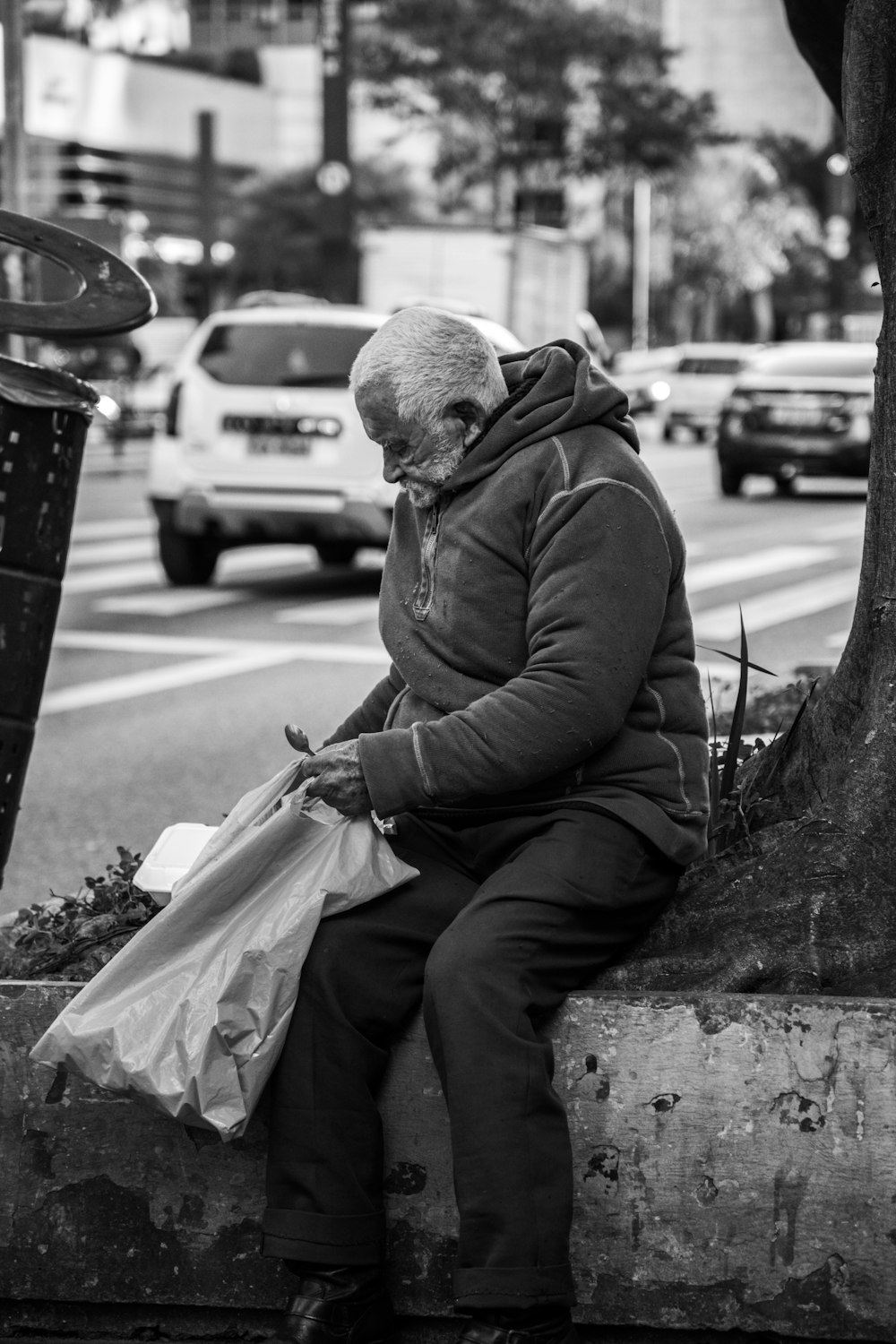 a person sitting on a bench