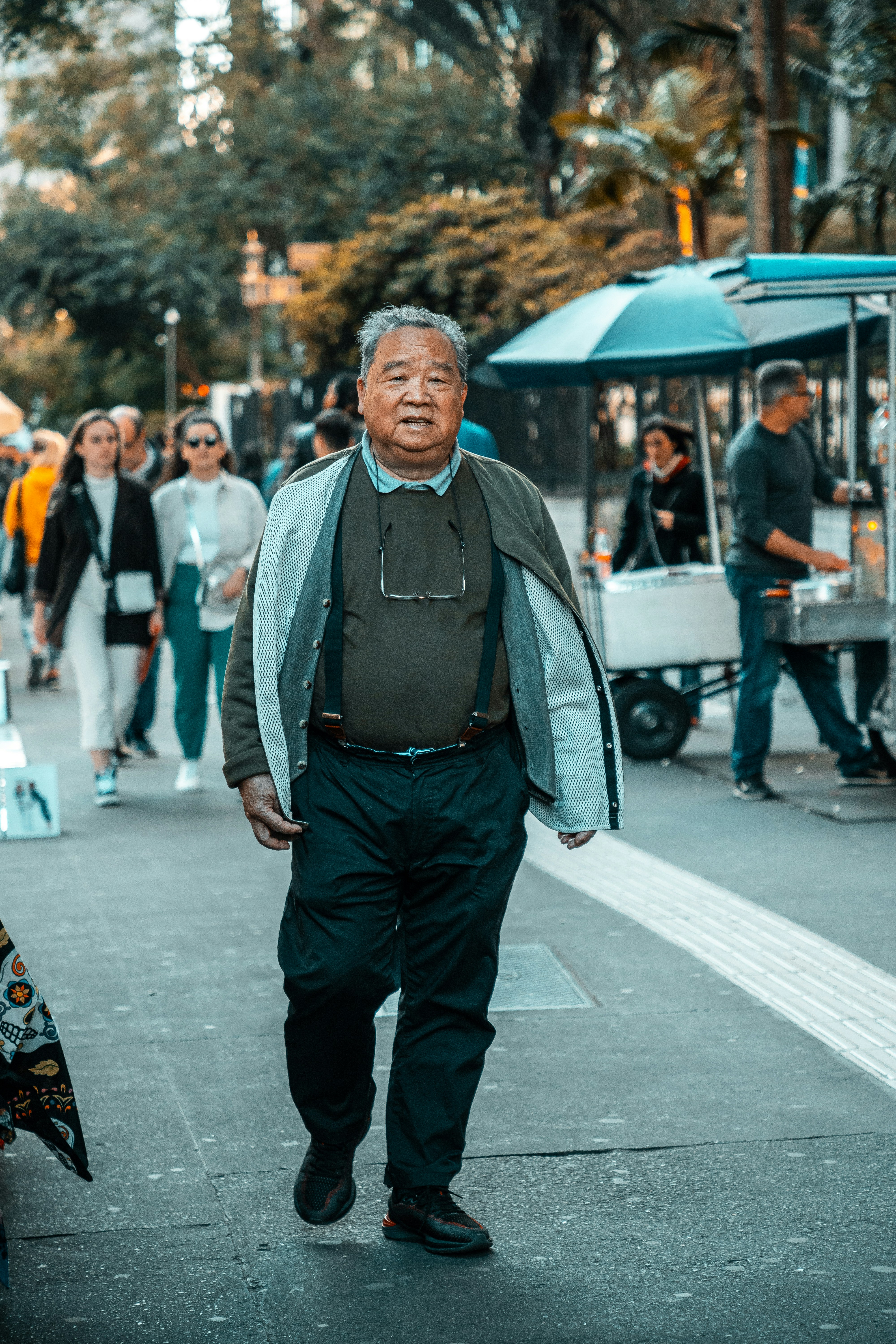 a person walking down a street