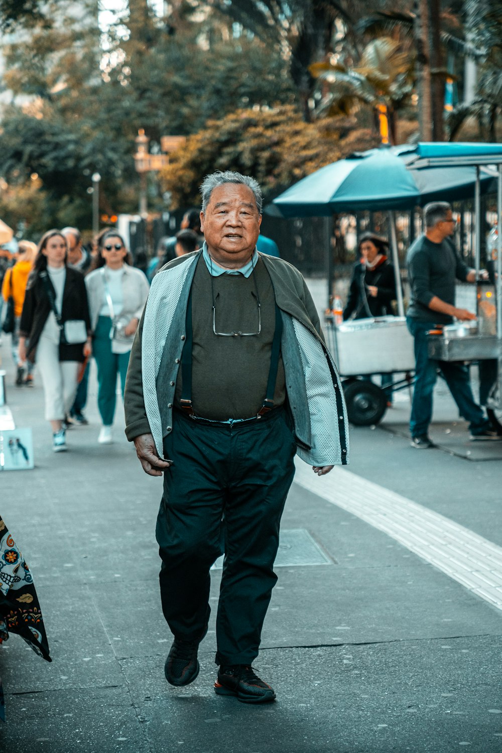 a person walking down a street