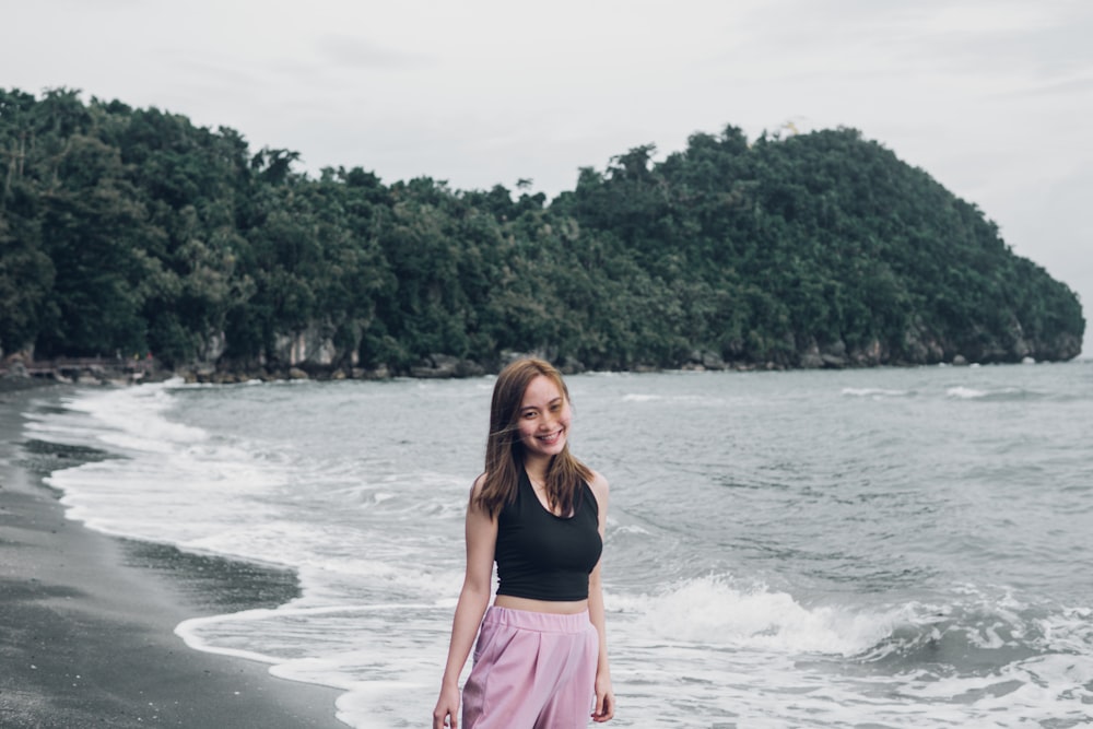 a woman standing in the water