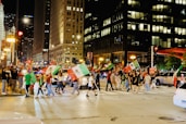 September 16, Mexican Independence Day, Crowd of people celebrating with Mexican Flag