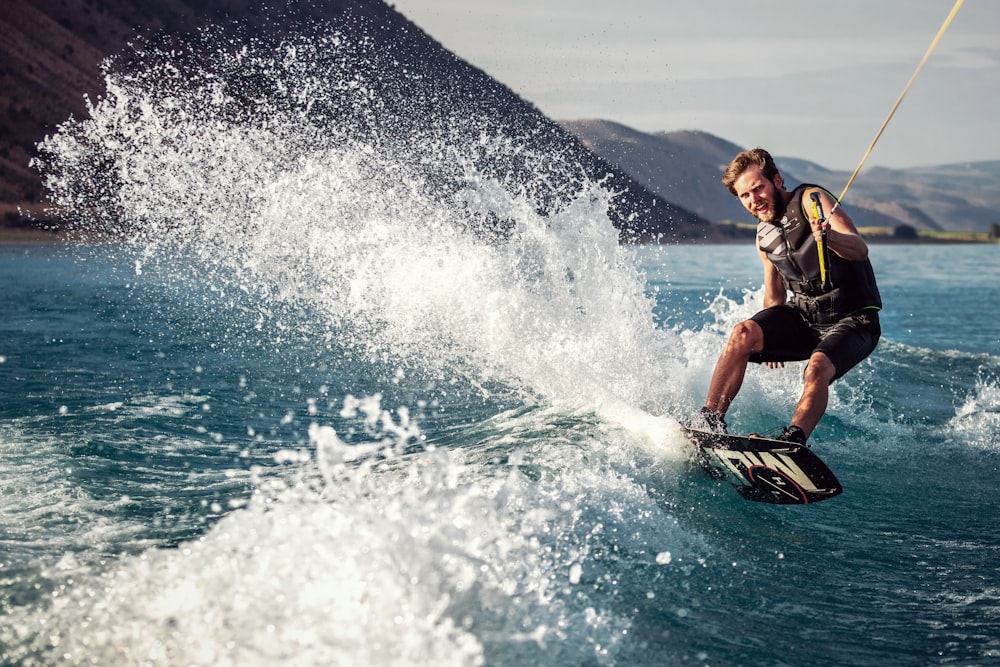 a man water skiing