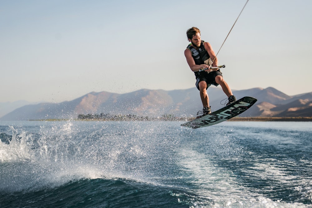 a man water skiing