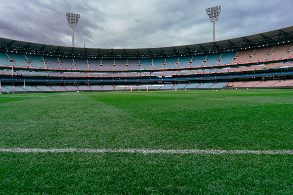 a sports stadium with a field