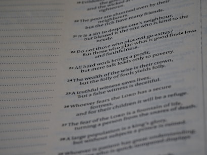 A close-up view of a page from a book or document featuring text in English. The focus is primarily on a section listing various proverbs or sayings, each numbered sequentially. The font is clear and the text is aligned in neat rows.