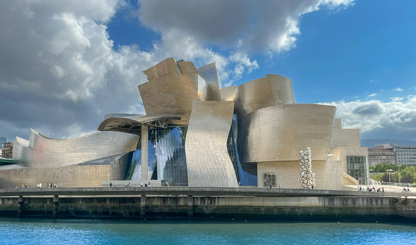 The titanium-clad exterior of the Guggenheim Museum Bilbao