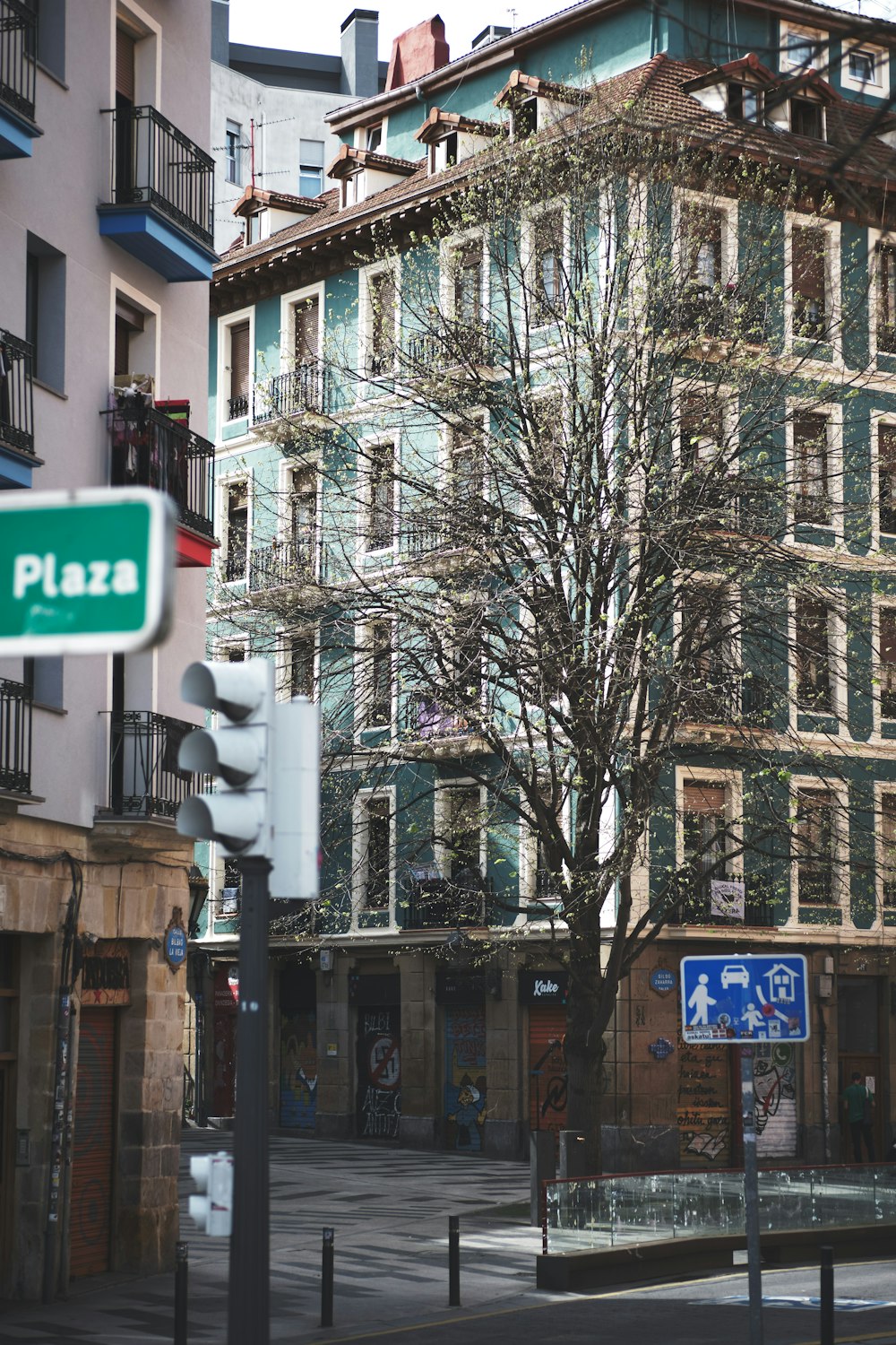 a street sign on a city street