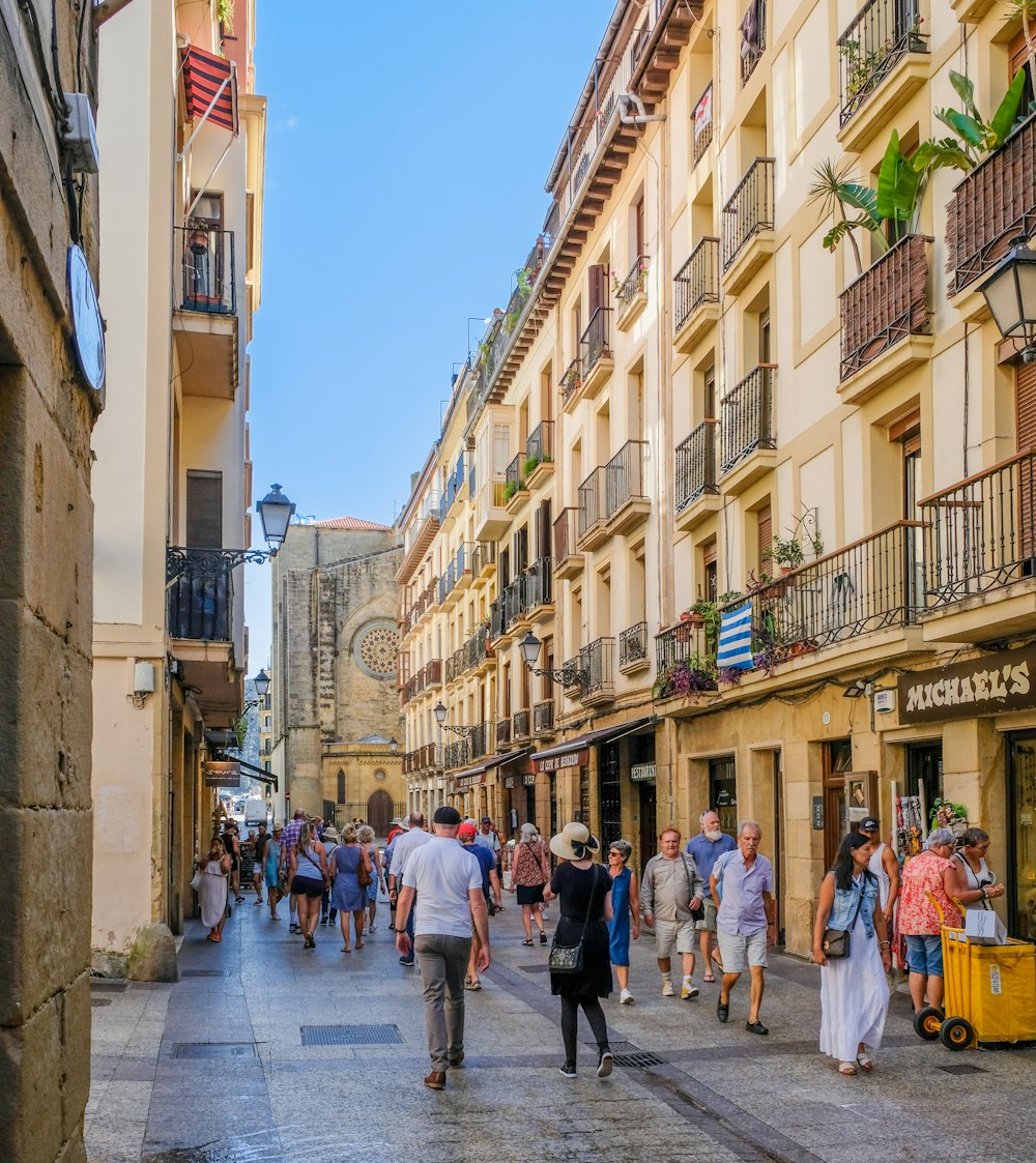 people walking on a street