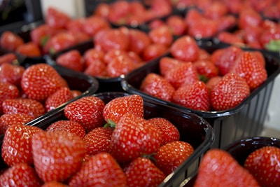 a group of red strawberries