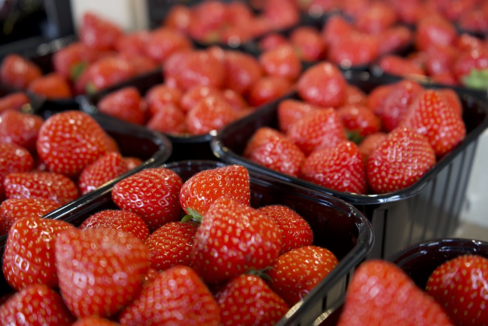 a group of red strawberries