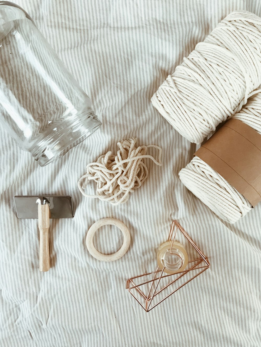 a set of objects on a bed