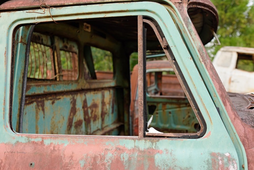 a rusted out bus