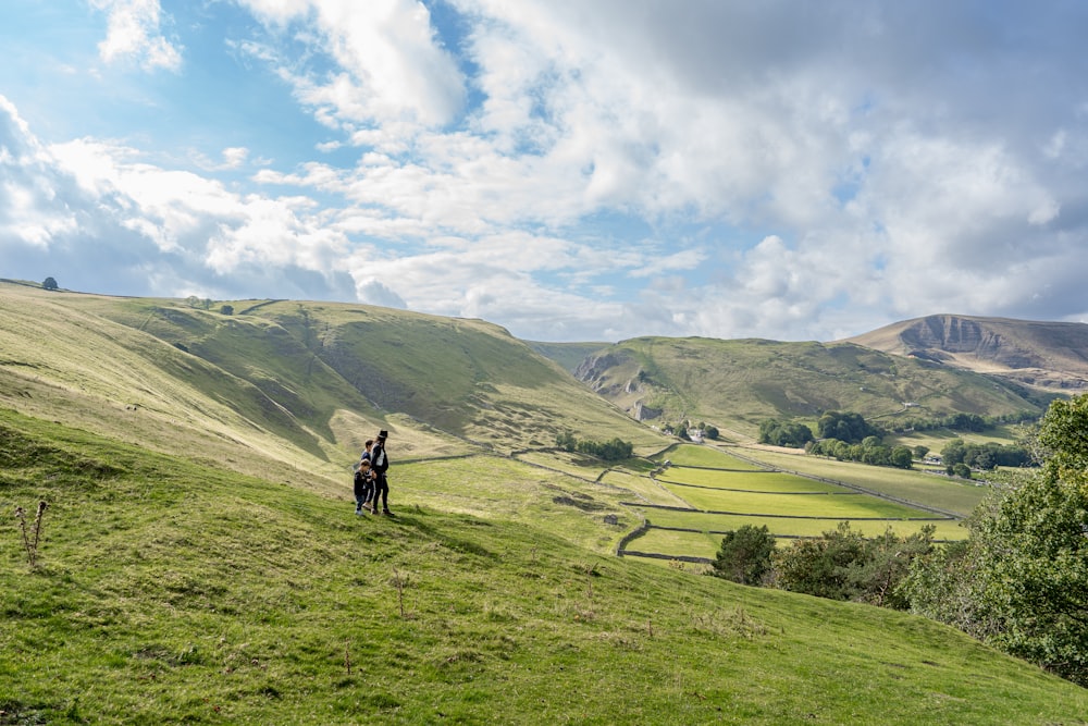 a person riding a horse on a grassy hill