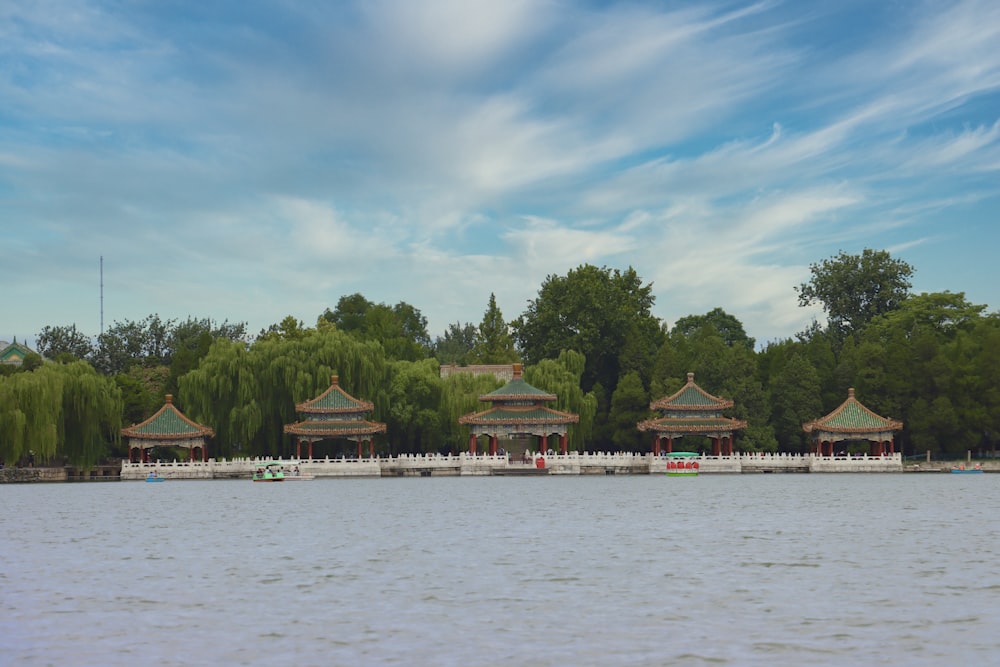 a body of water with buildings along it