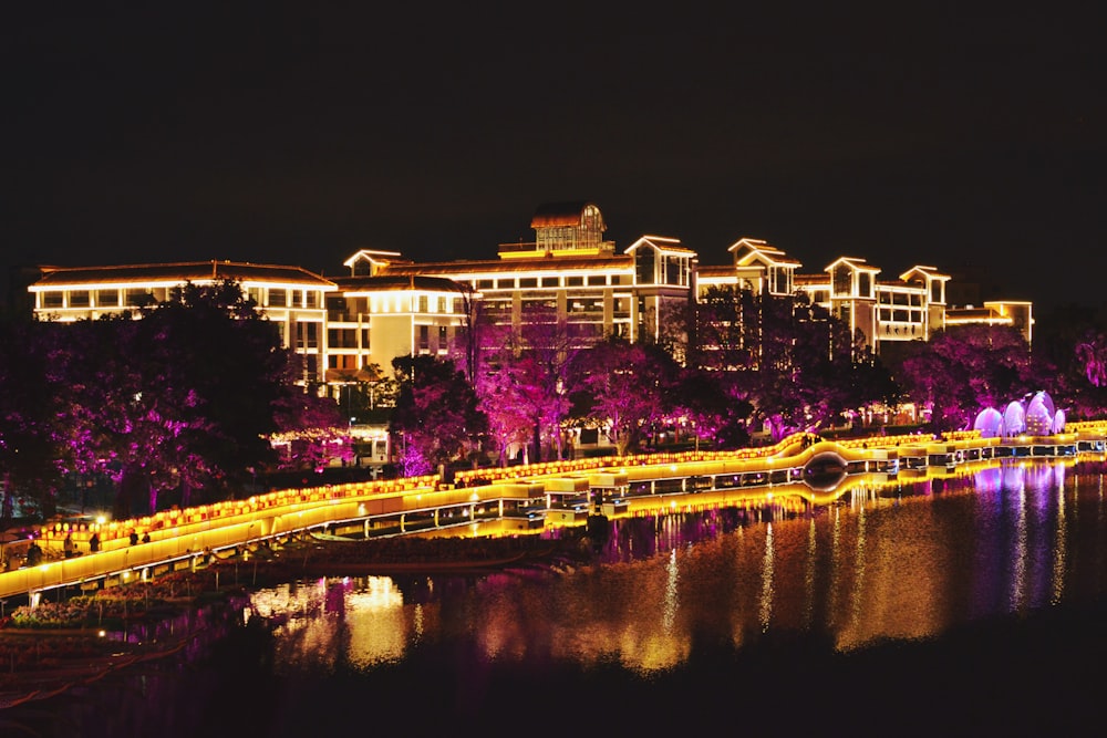 a body of water with buildings along it