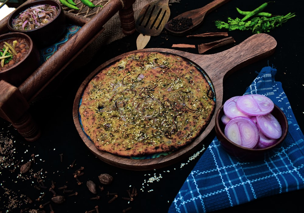 a pan of food on a table