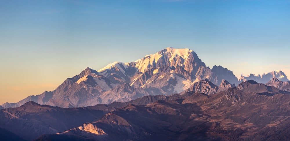 a mountain with snow