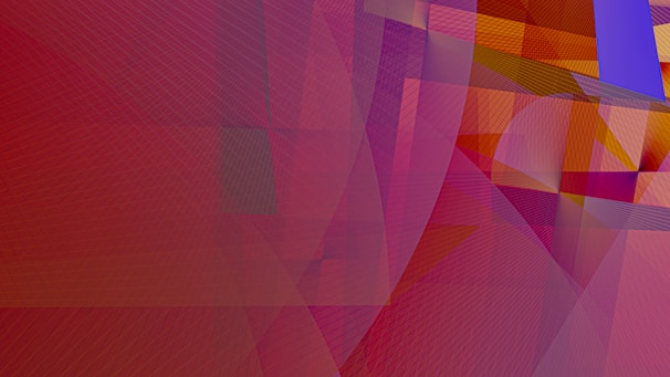 Abstract shapes in bold colors overlapping in a dynamic, lively composition.