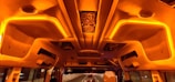 Interior lights casting a cozy glow inside a customized vehicle.