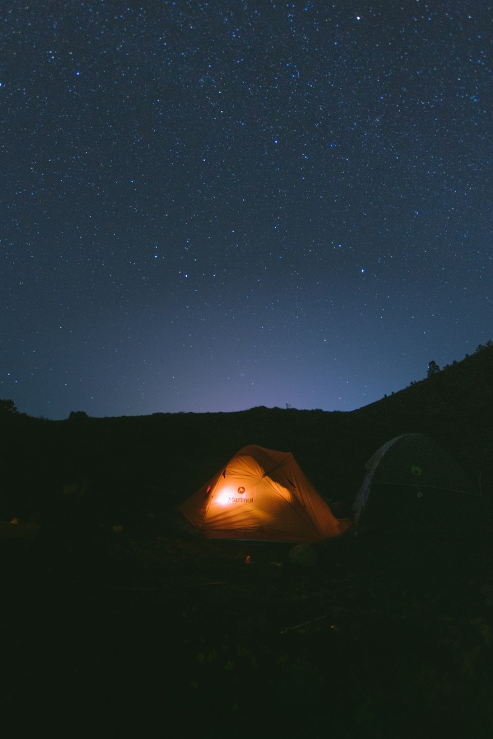 a tent in the dark