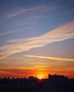 A beautiful sunset over a city skyline.