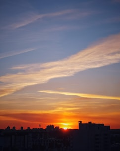A beautiful sunset view over a city skyline.