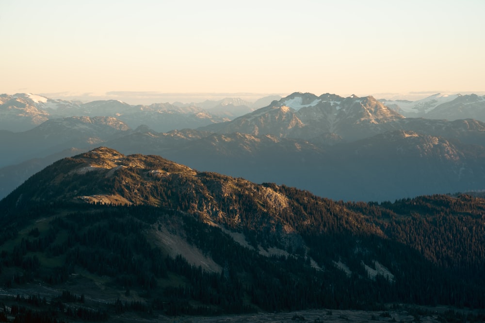 a mountain range with snow