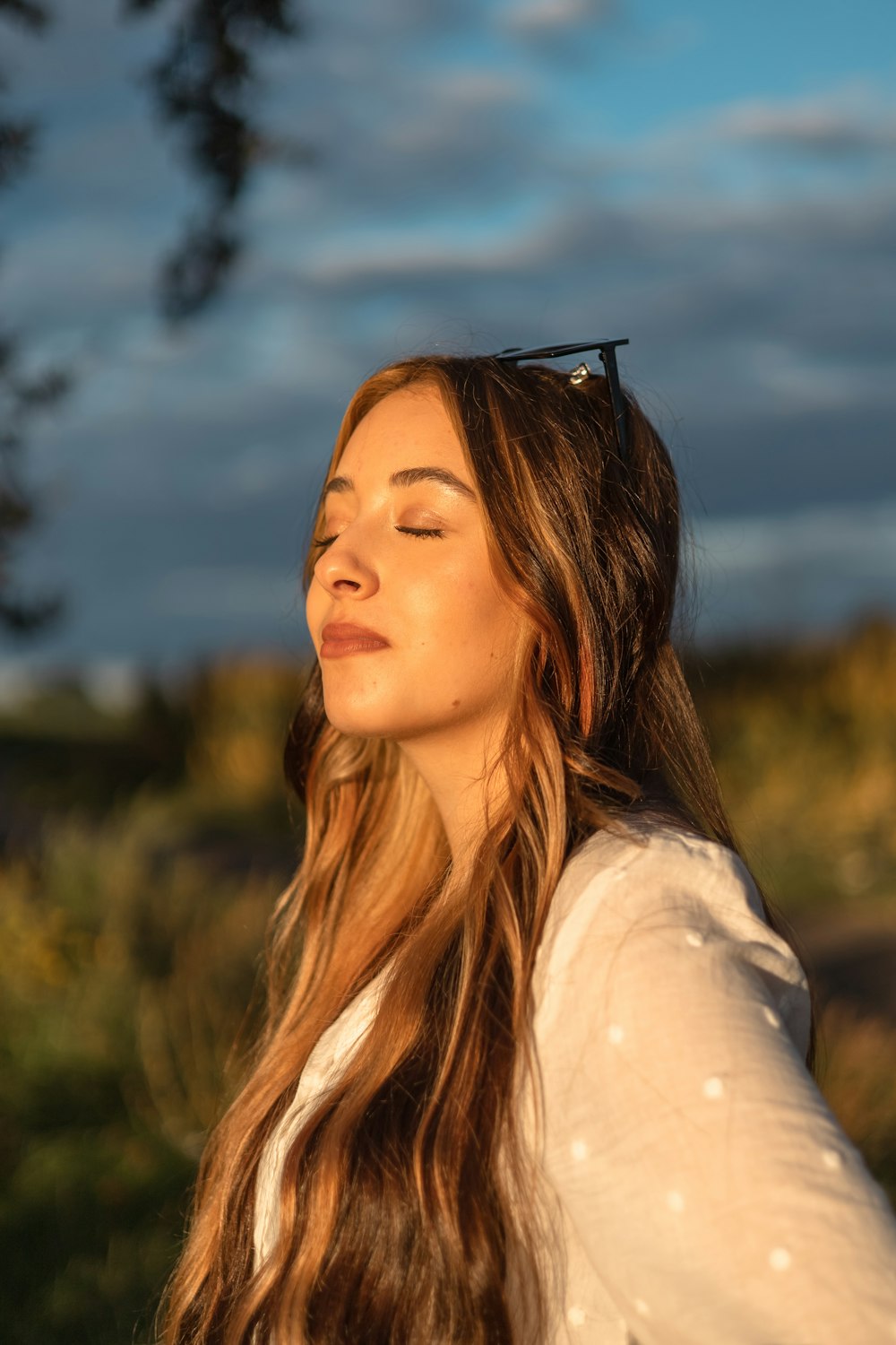 a woman with long hair