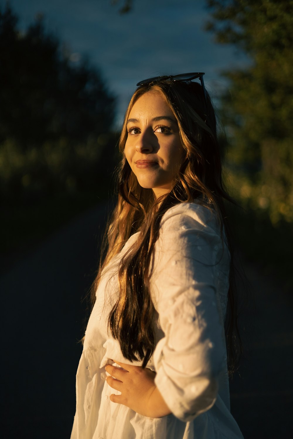 a woman in a white dress