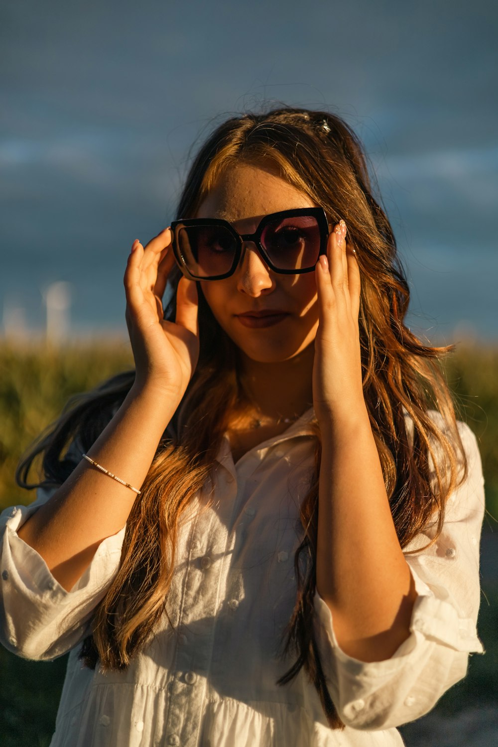 a woman wearing sunglasses