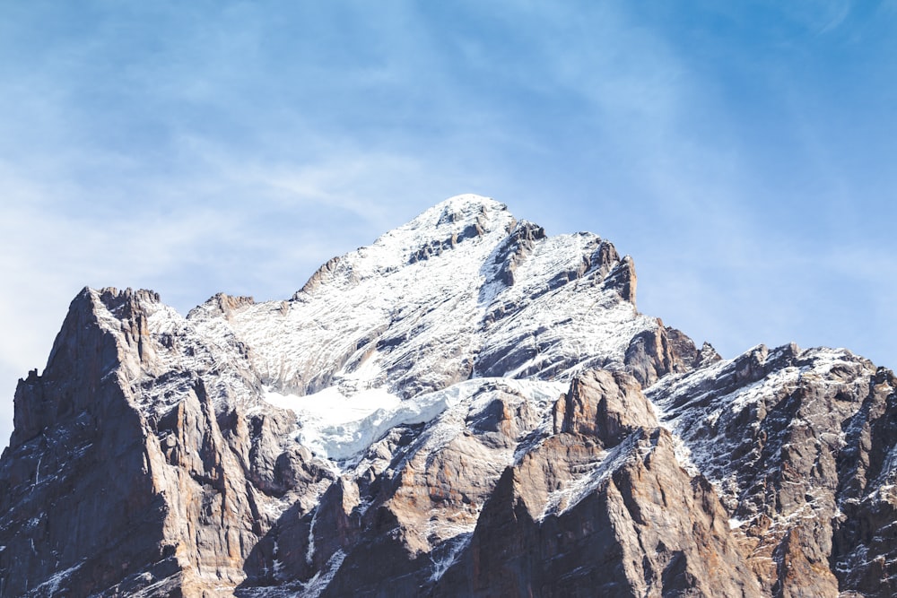 a mountain with snow