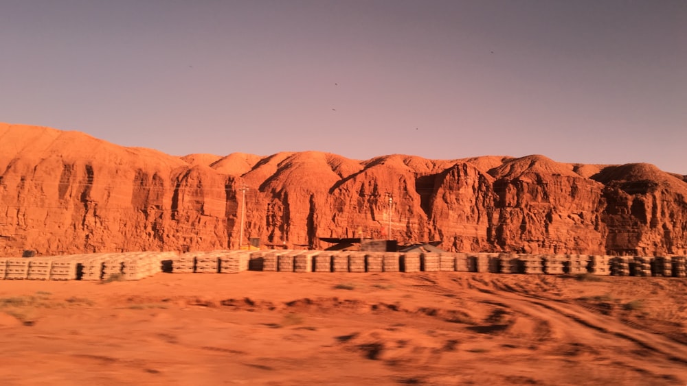 a desert landscape with a few large rocks