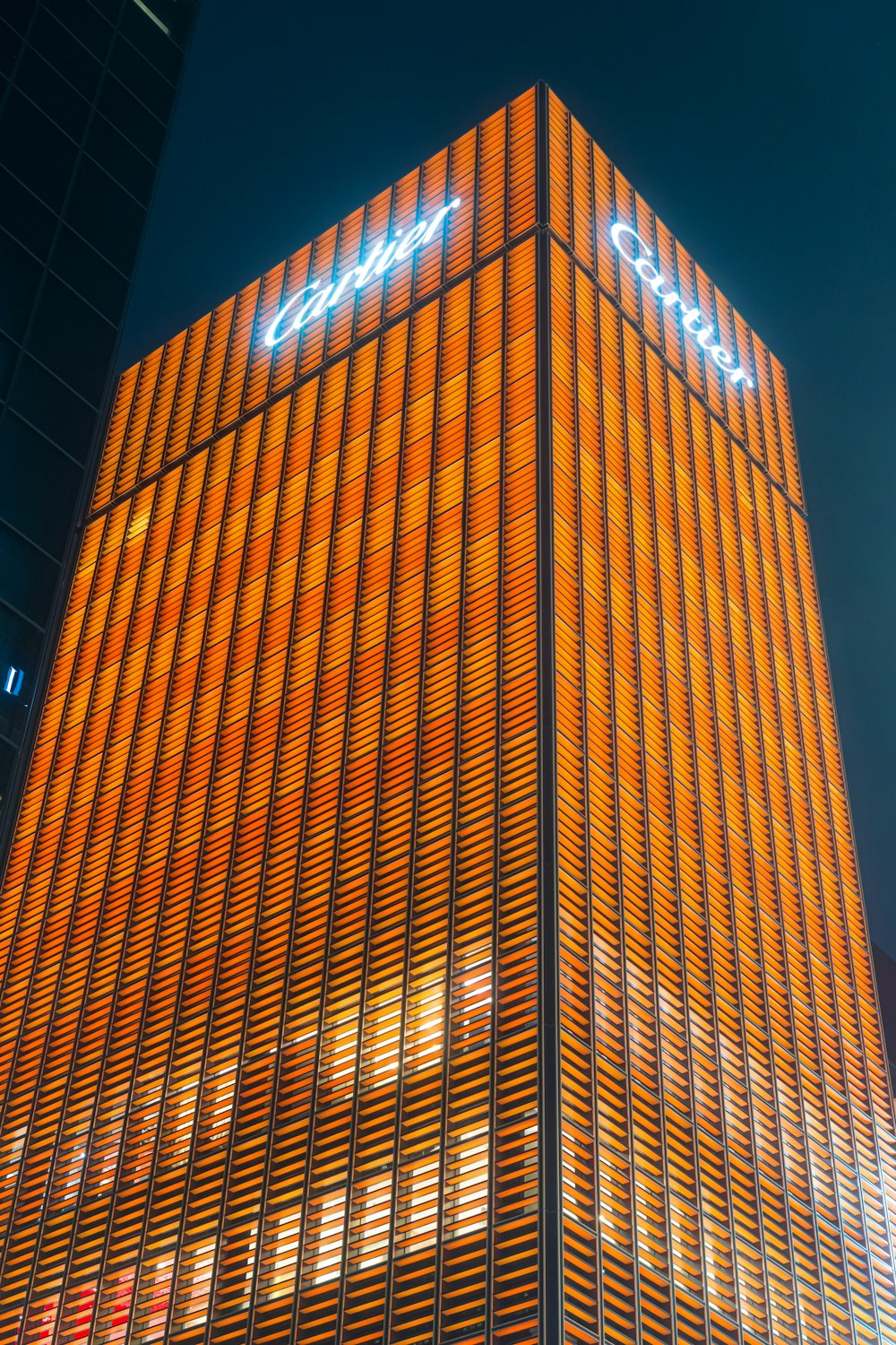 a tall building with a bright light