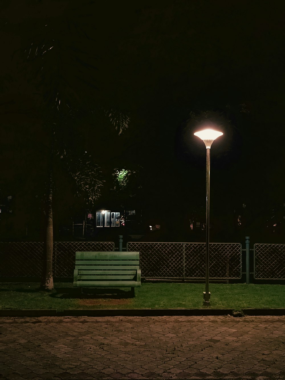 a bench sits unoccupied