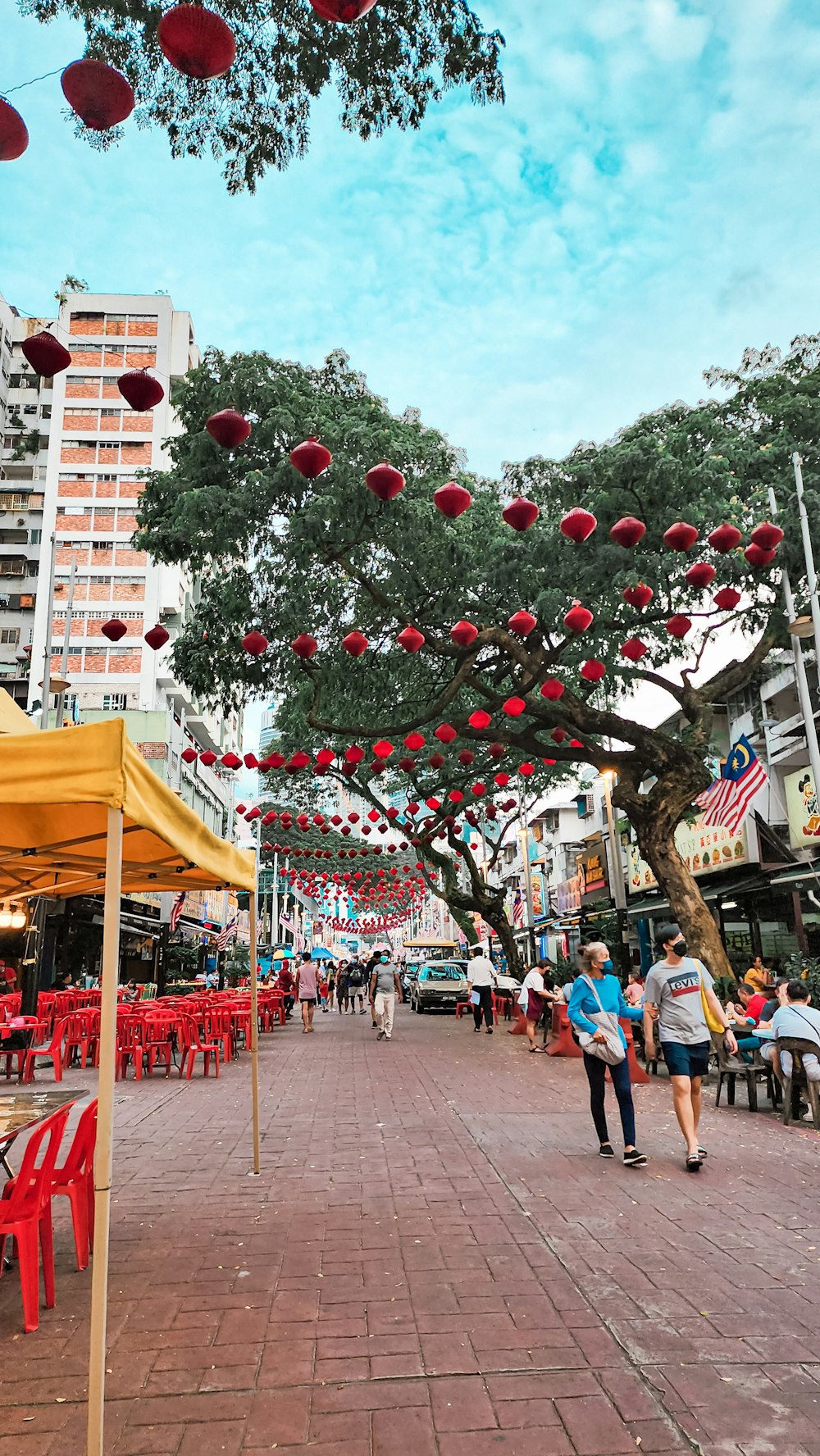 a tree with red balls