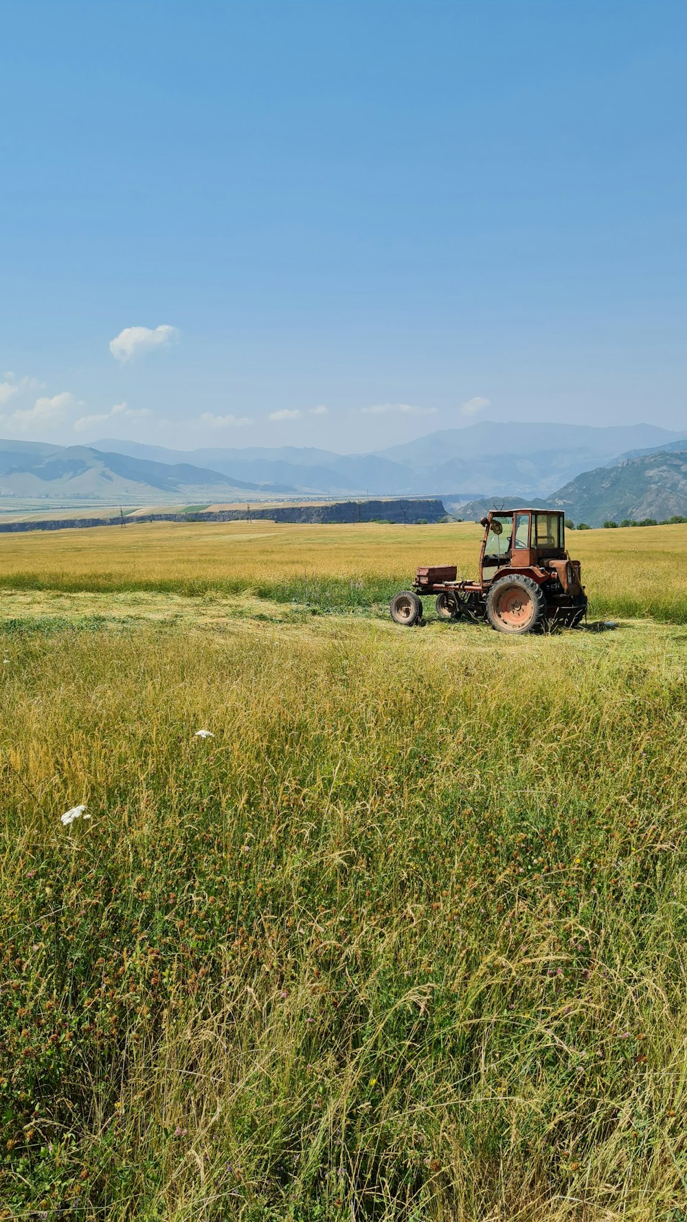 a tractor in a field