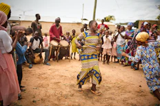 a group of people dancing