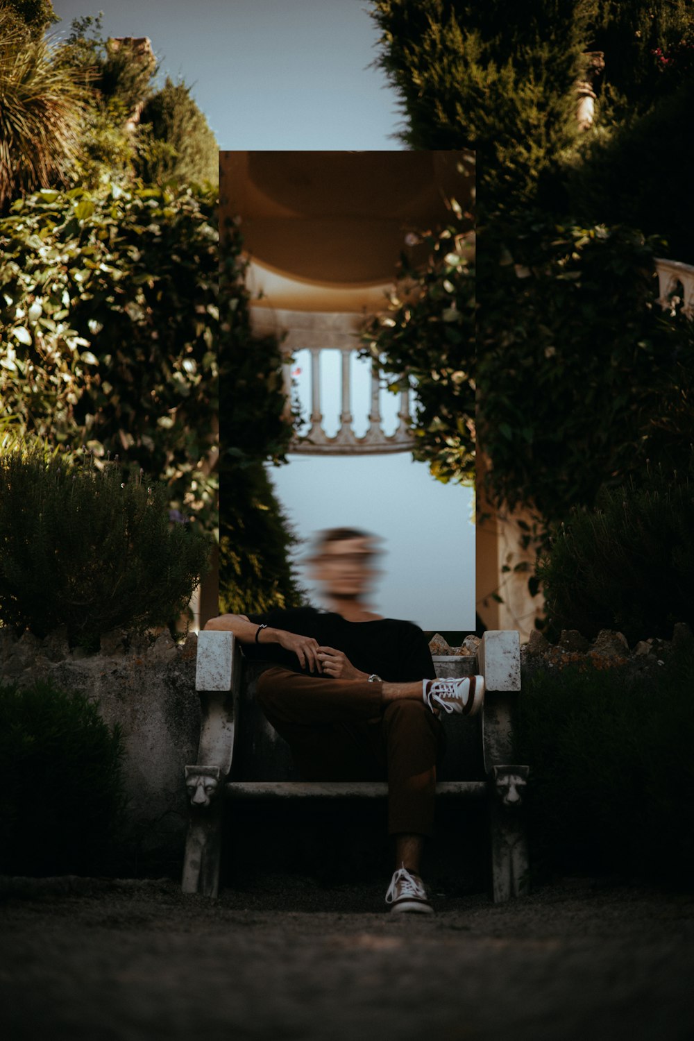 a person sitting on a bench