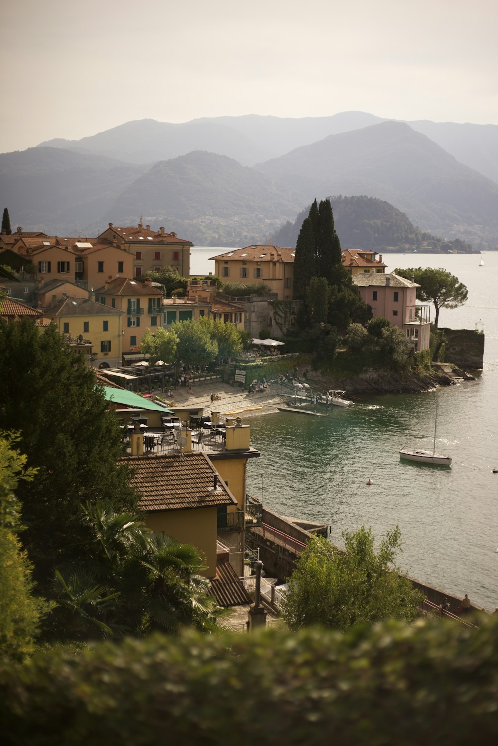 a town next to a body of water