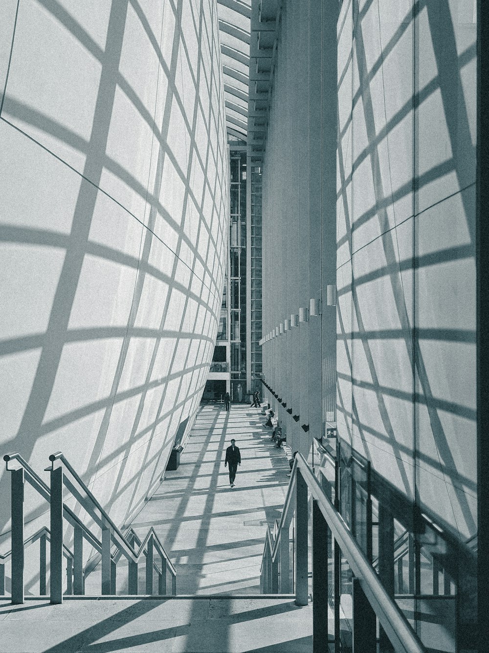 a person walking on a bridge