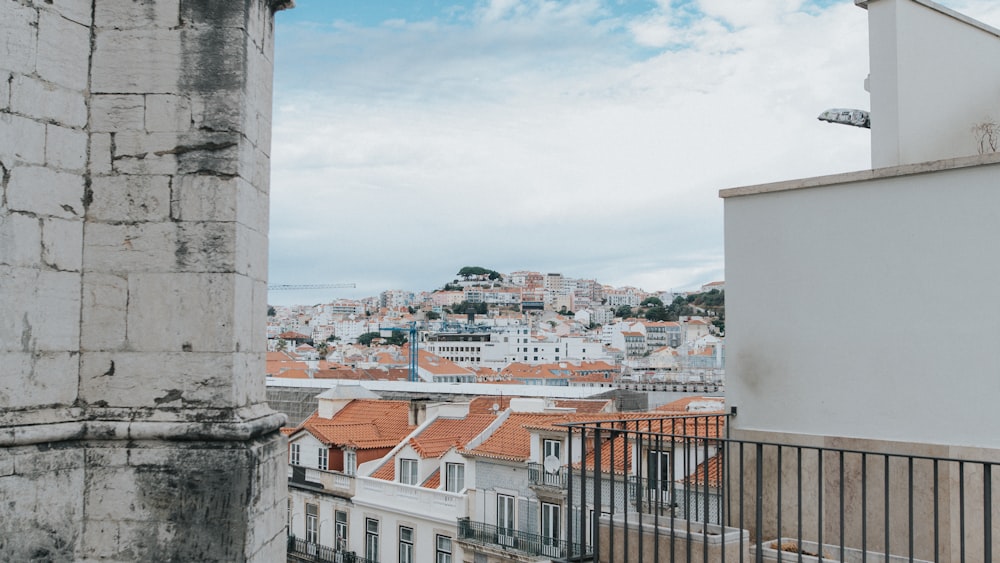 a view of a city from a balcony