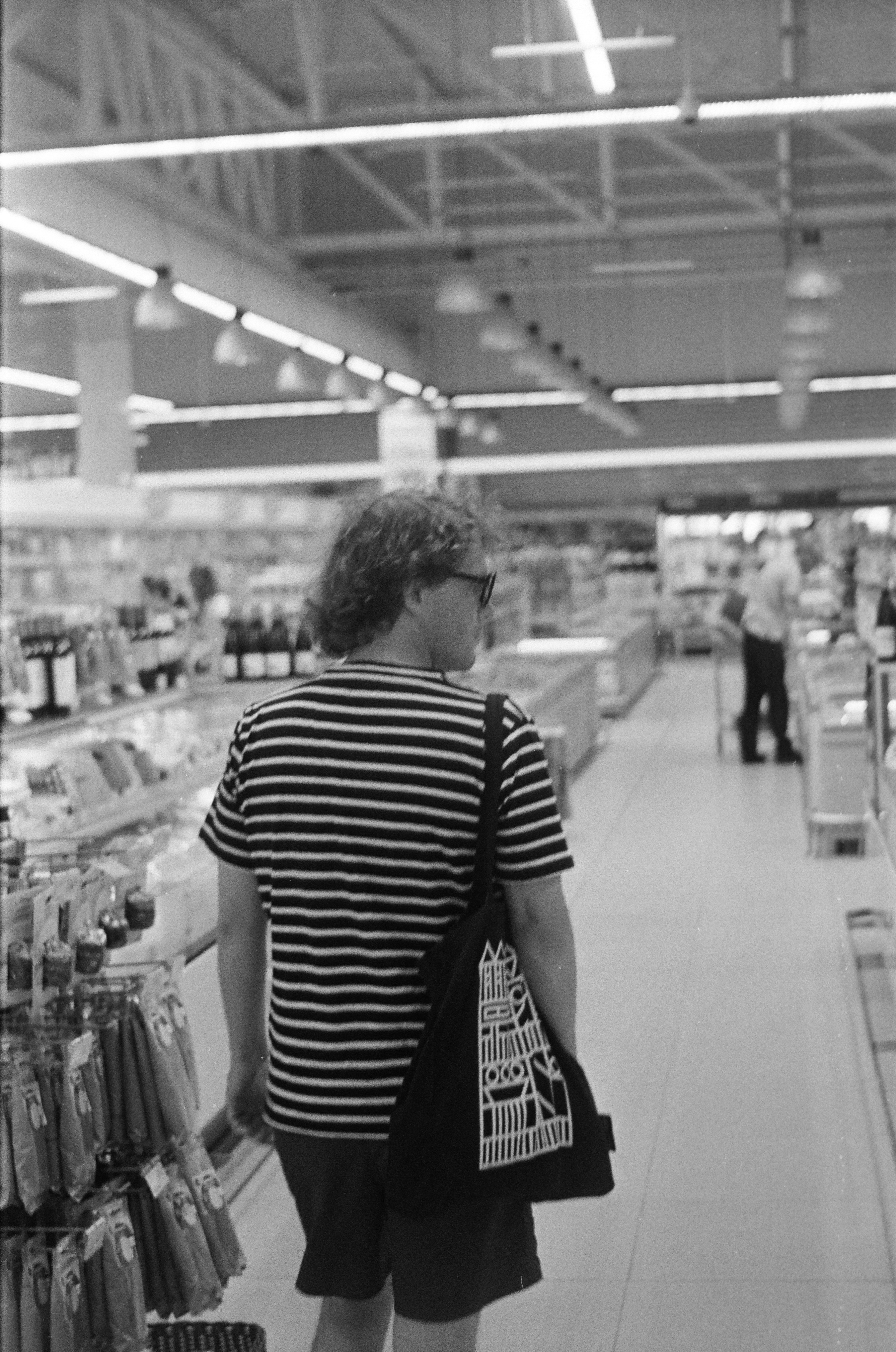 a person looking at a store