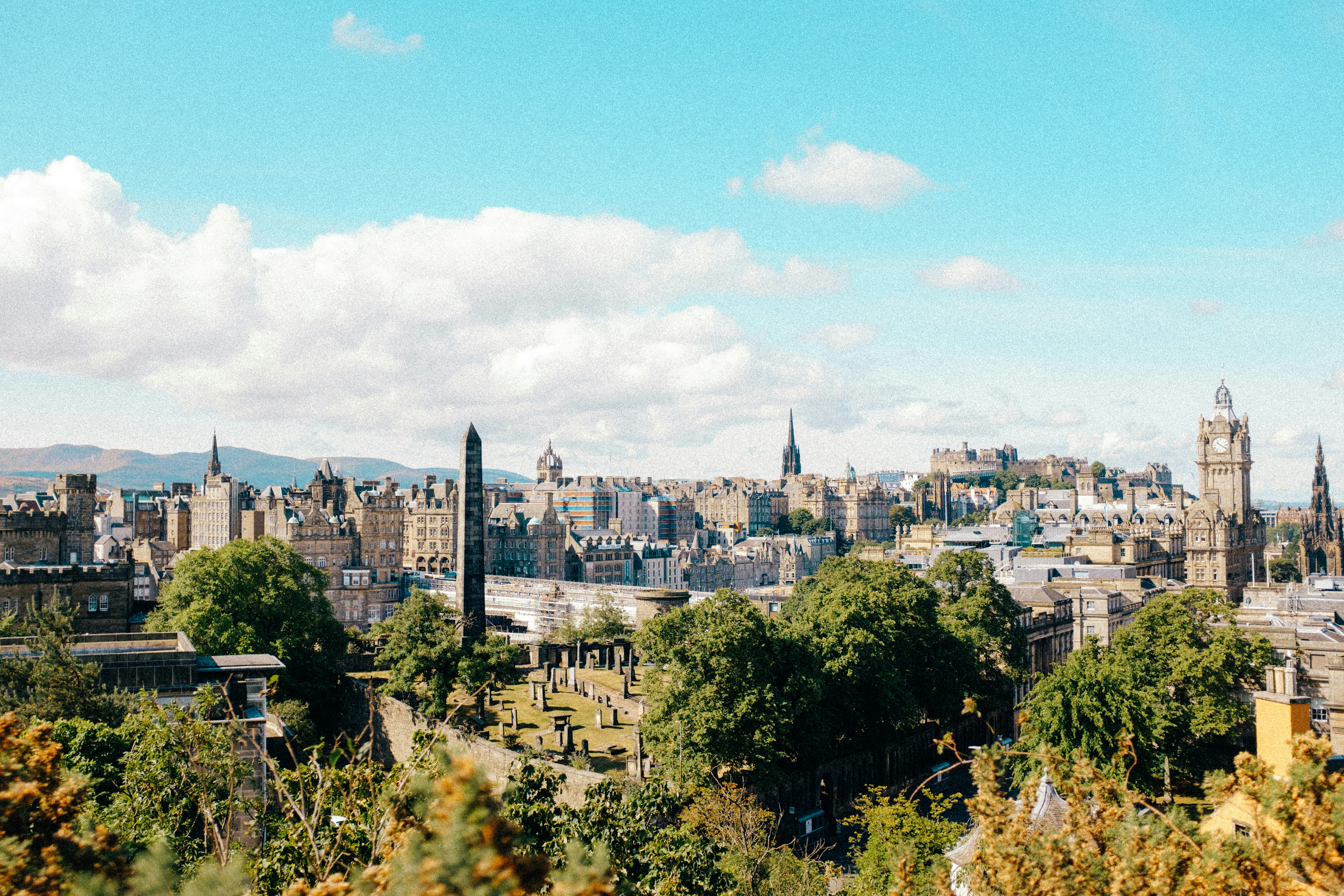 a city with trees and buildings